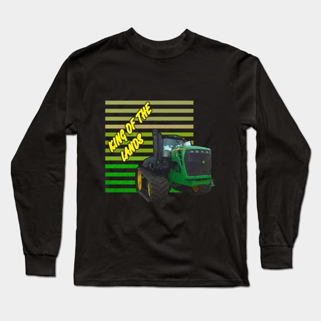 King of the lands retro - american tractor Long Sleeve T-Shirt by WOS